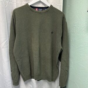Chaps Men's Green Crewneck Sweater 100% Cotton